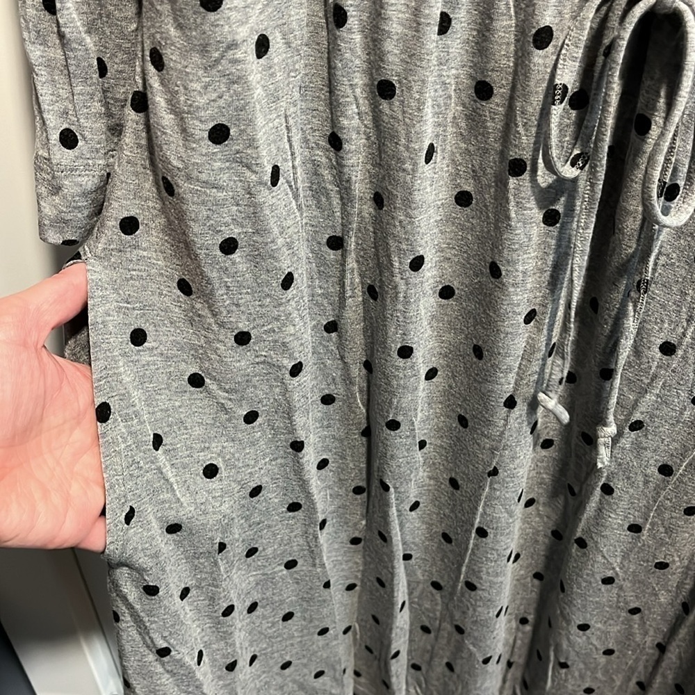 Soma Gray Black Polkadot House Dress Nightgown EUC - Picture 6 of 8